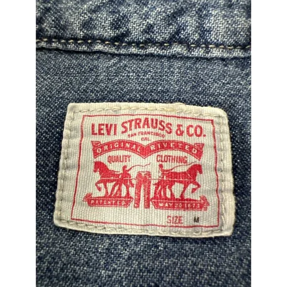 Levi's Western Shirt Dylan Jean Oversized Pearl-Snap Women Sz M - Picture 2 of 7